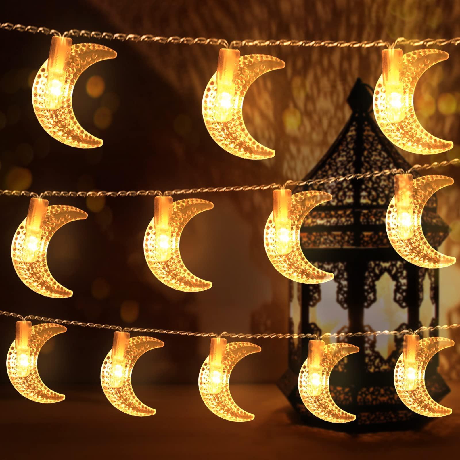 Battery Powered 6M 10M LED Star Moon Fairy Garland String Lights New Year Christmas Wedding Eid Mubarak Ramadan Decoration light