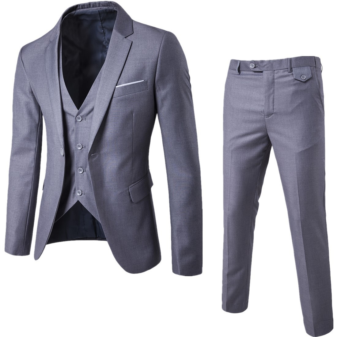 Men Blazers Sets 2 Pieces Elegant Luxury Formal Wedding 3 Suits Full Business Korean 2023 Pants Blue Coats Jackets Free Shipping