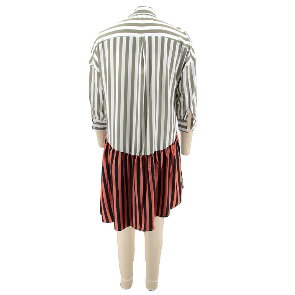 Tie Dye Plus Size Midi Striped Shirt Skirt For Female Multicolor Panel Printed Woman Summer Straight Blous Dress Elegant