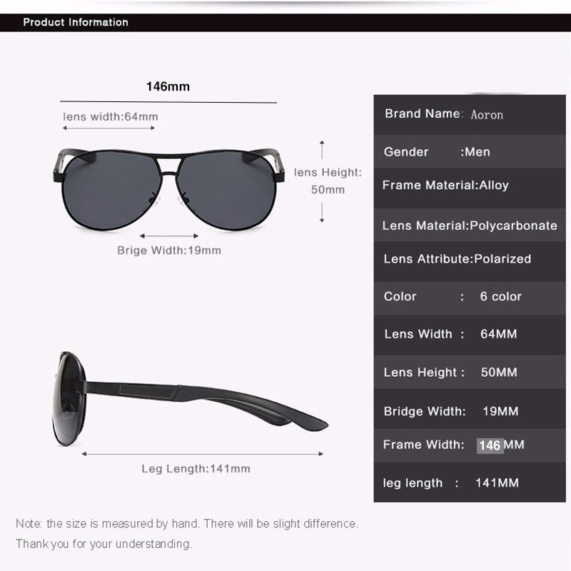 AORON Mens Glasses Polarized Sunglasses Male Driver's Goggles Mirror Polarized Sun Glasses Metal Frame
