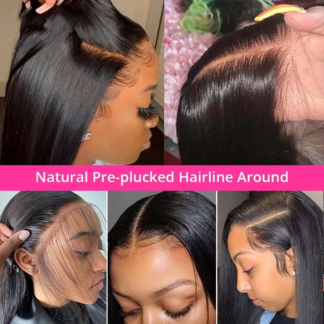 Glueless Human Hair Wigs Transparent  Straight Glueless Preplucked Human Wigs Ready To Go 13x4/4X4 HD Lace Frontal Human Hair