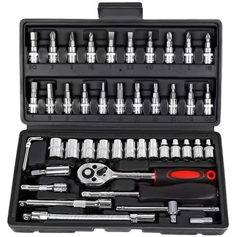 Mythco 46 Pieces 1/4 Inch Drive Socket Ratchet Wrench Set Black