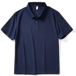 Men's Classic Cotton Soft Ribbed Collar Short Sleeve Polo Navy Blue