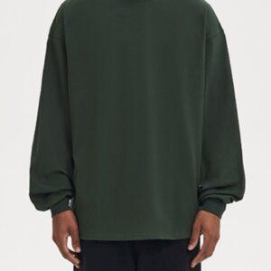 Premium Men's Heavyweight 280g Cotton Long Sleeve T-Shirt Green