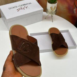 Dolce & Gabbana DG Cut-Out Suede Slides