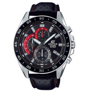 CASIO GENTS EFV-550L-1AVUDF EDIFICE CHRONOGRAPH BLACK DIAL BLACK LEATHER WATCH