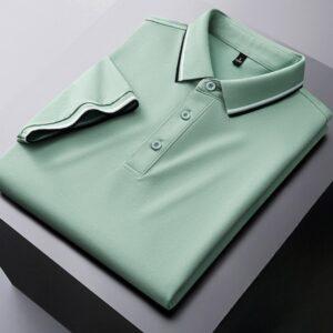 Men's Mercerized Pearl Cotton Lapel Short Sleeve Polo Shirt Green