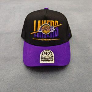 Men's Lakers Fashion 47Brand Hard Top Letter Duckbill Baseball Cap Black/Purple